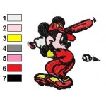 Mickey Mouse Playing Baseball Embroidery Design